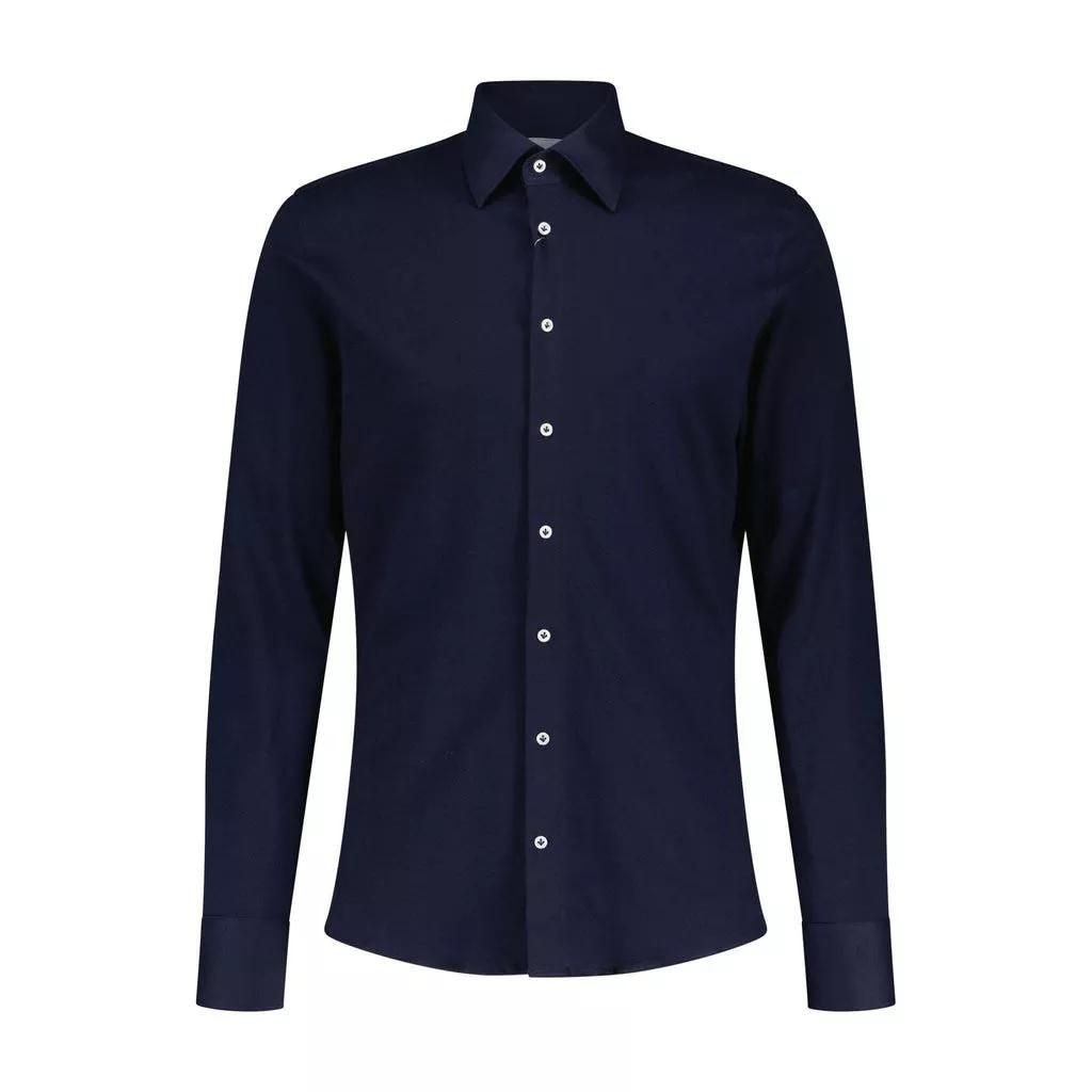 fakts - Slim-Fit Baumwollhemd mit Haifischkragen - Größe L - multi