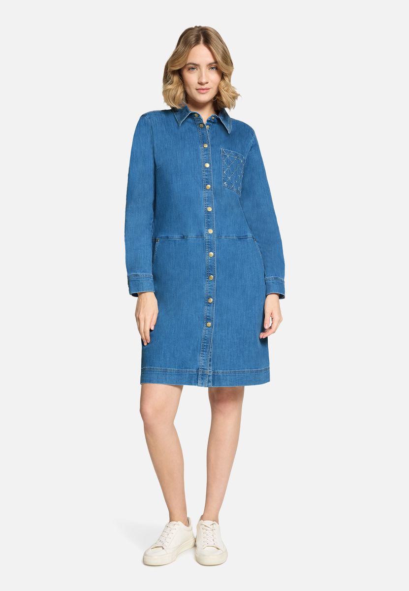 Jeanshemdblusenkleid mit Knopfleiste