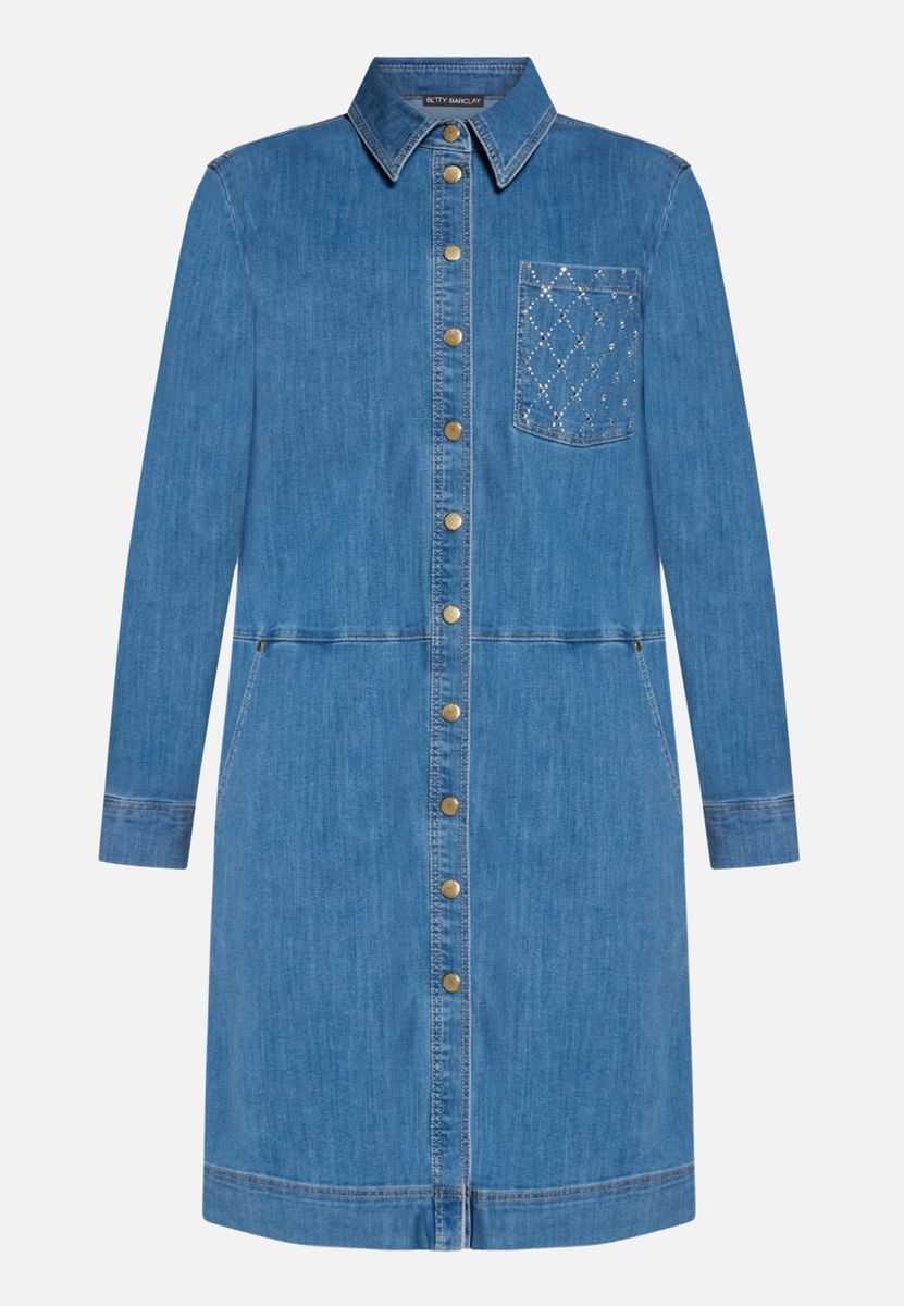 Jeanshemdblusenkleid mit Knopfleiste