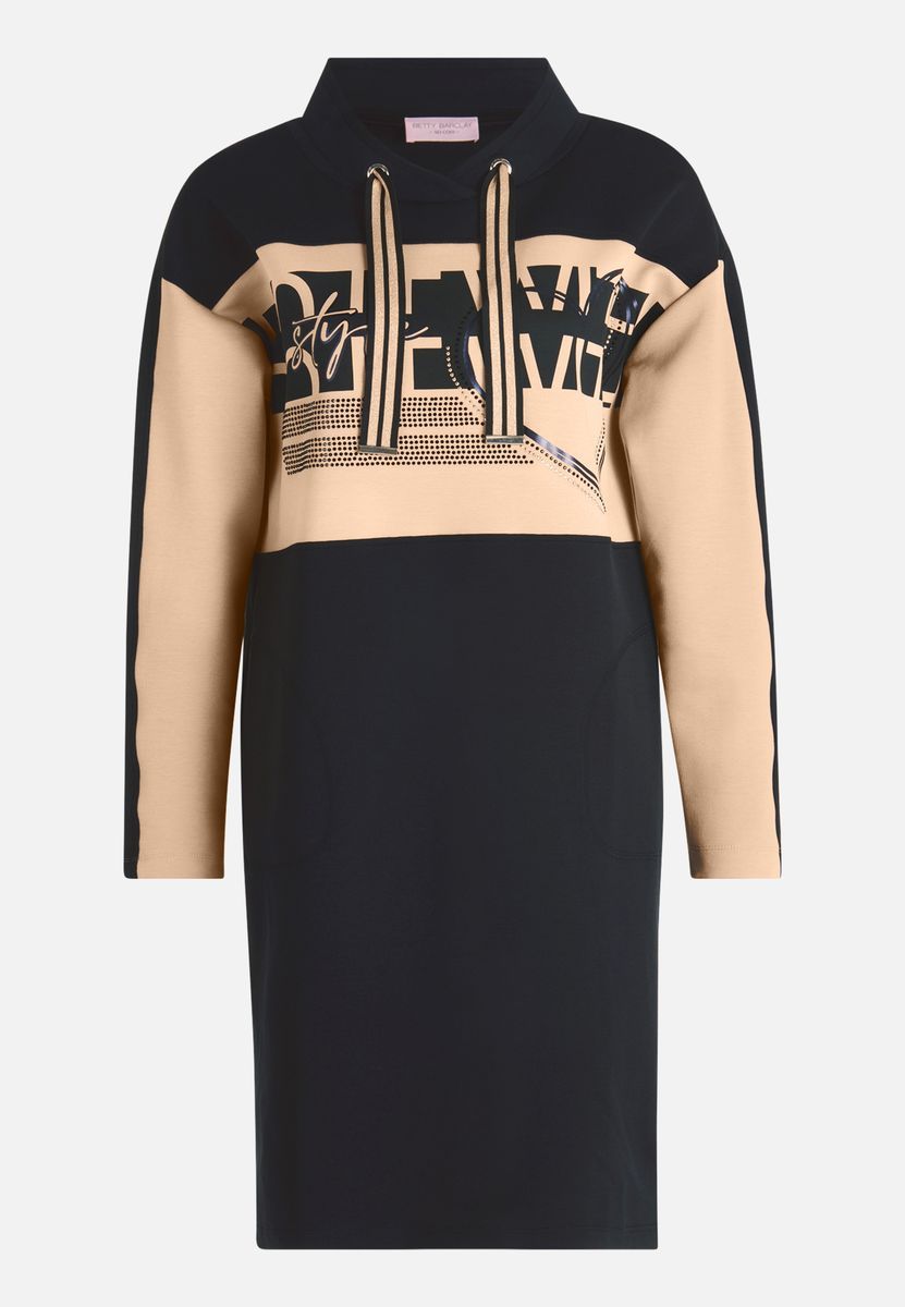 Jerseykleid mit Kapuze und Colorblocking