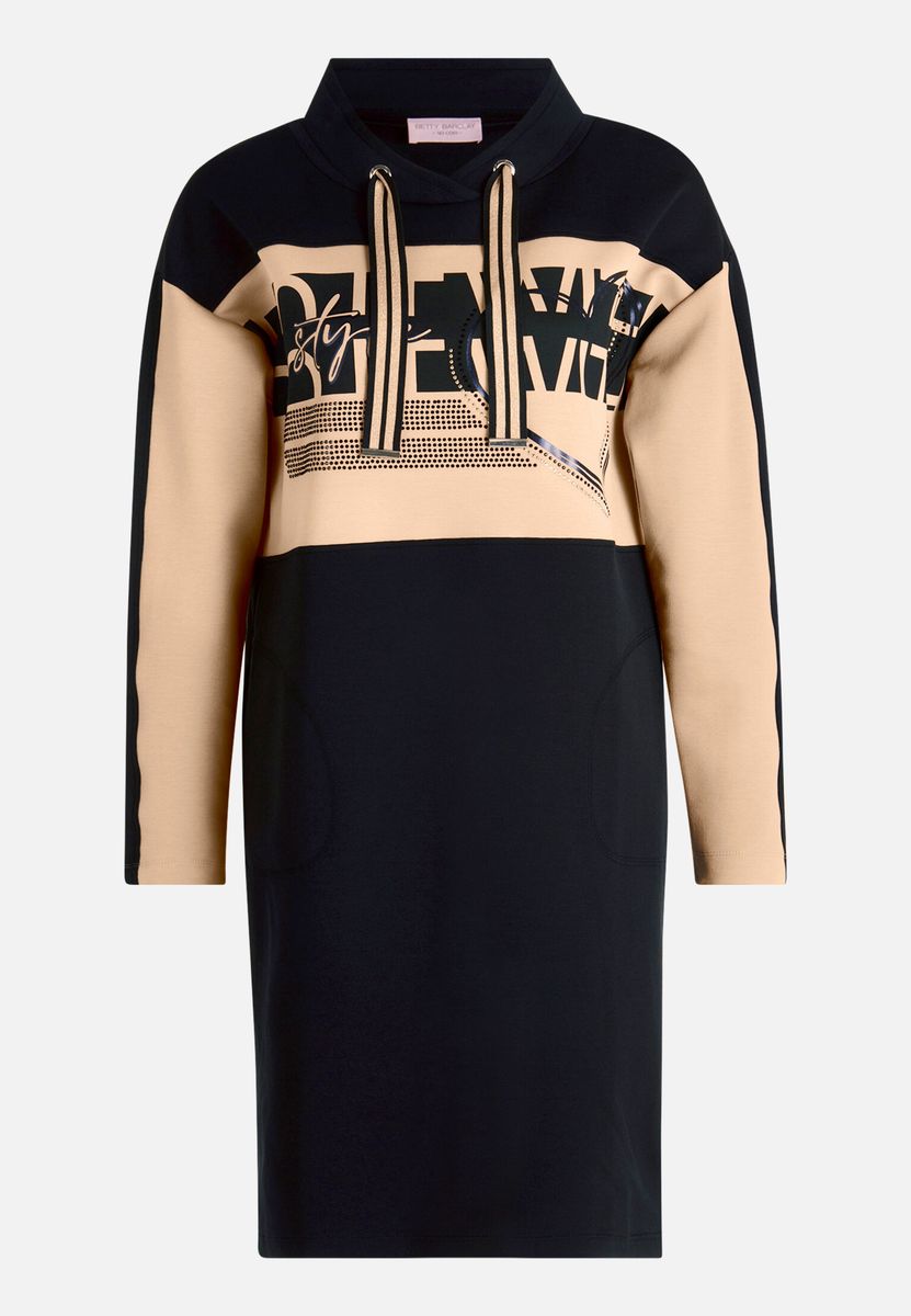 Jerseykleid mit Kapuze und Colorblocking