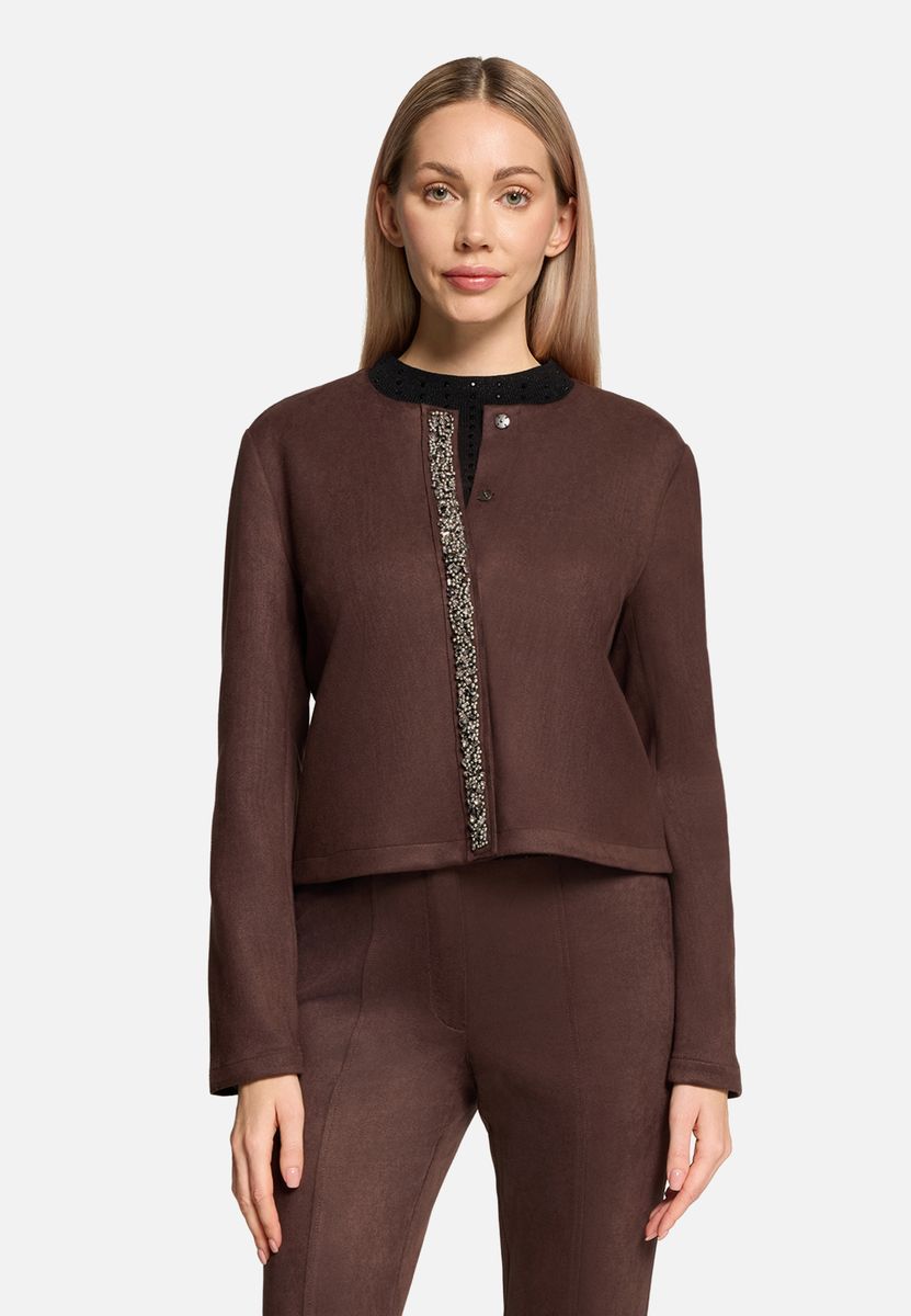 Braune Blazerjacke mit Schmuckbesatz