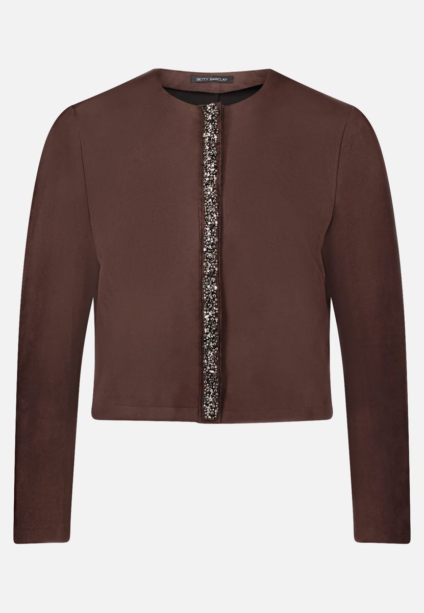 Braune Blazerjacke mit Schmuckbesatz