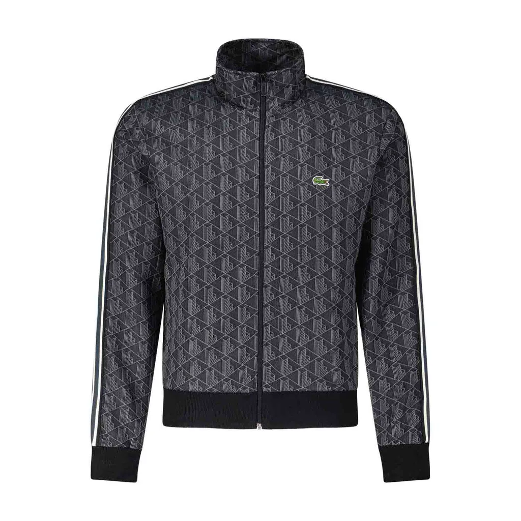 Lacoste - Sweatjacke mit Jacquard-Monogramm und Logo-Detail - Größe 3 - schwarz