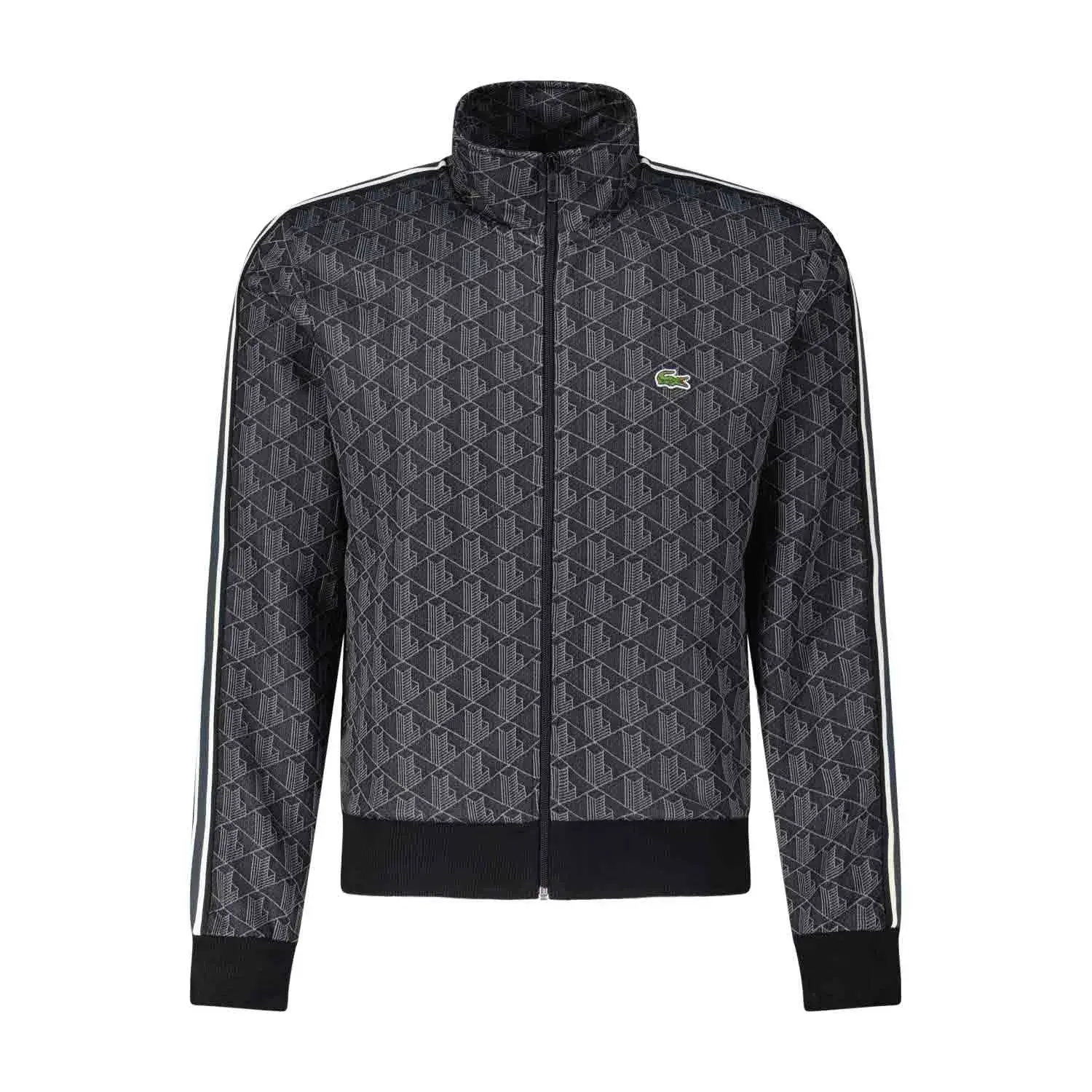 Lacoste - Sweatjacke mit Jacquard-Monogramm und Logo-Detail - Größe 3 - schwarz