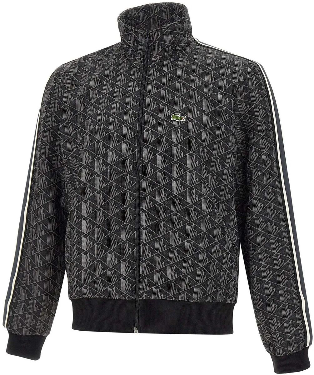 Lacoste - Sweatjacke mit Jacquard-Monogramm und Logo-Detail - Größe 3 - schwarz