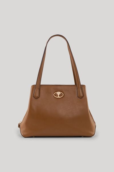 Rahel Dattilo Cognac Braune Leder Shopper Tote Bag mit Logo