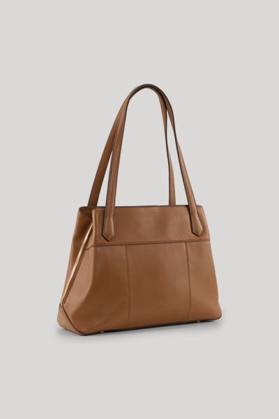 Rahel Dattilo Cognac Braune Leder Shopper Tote Bag mit Logo