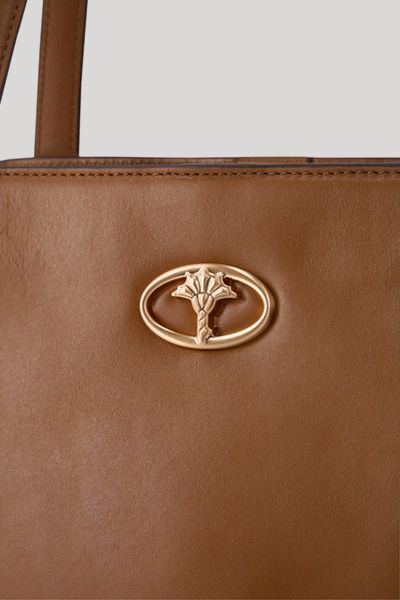 Rahel Dattilo Cognac Braune Leder Shopper Tote Bag mit Logo