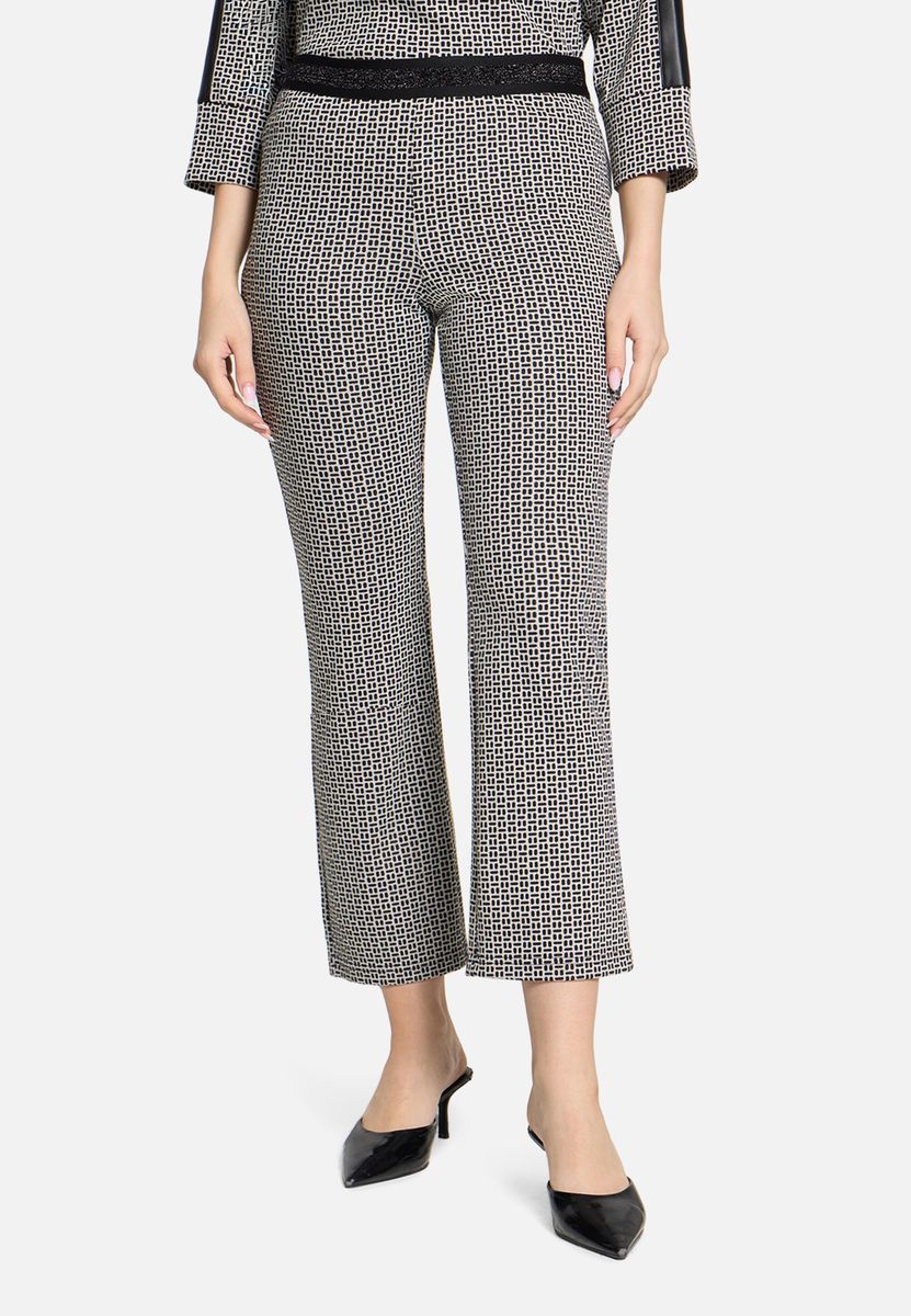 Schlupfhose mit geometrischem Muster, Slim Fit