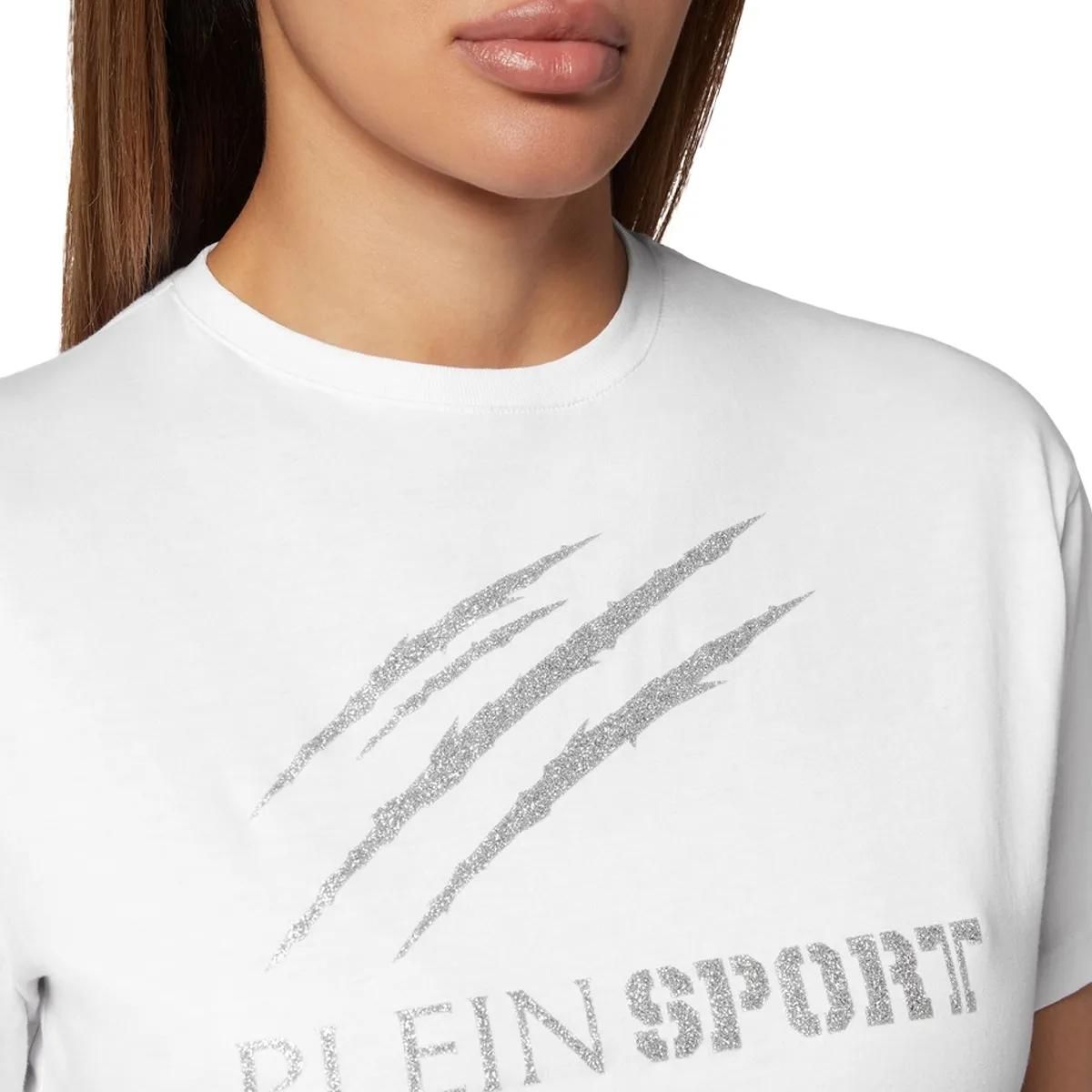 Plein Sport - T-Shirt Rundhalsausschnitt Ss Scratch - Größe L - weiß