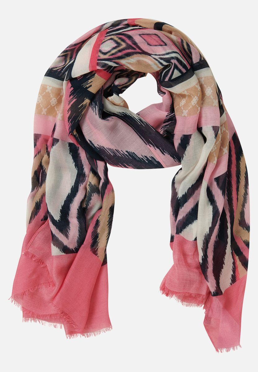 Basic-Schal mit Druck und Fransen