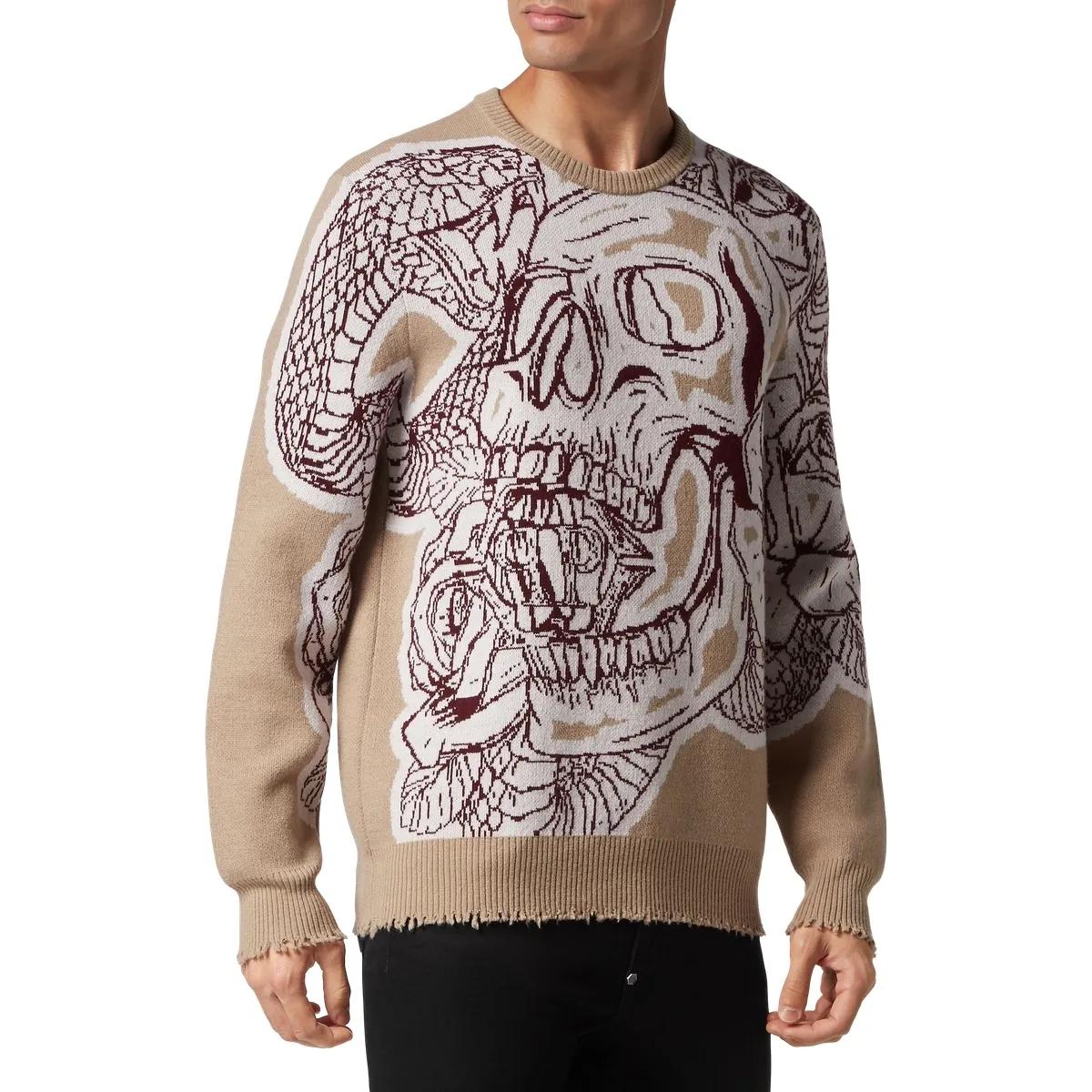 Philipp Plein - Rundhalspullover Skull - Größe 3XL - beige