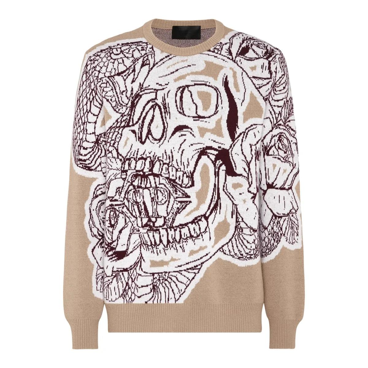 Philipp Plein - Rundhalspullover Skull - Größe 3XL - beige