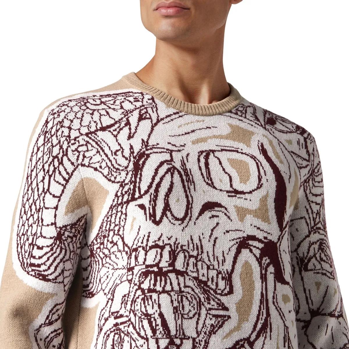 Philipp Plein - Rundhalspullover Skull - Größe 3XL - beige
