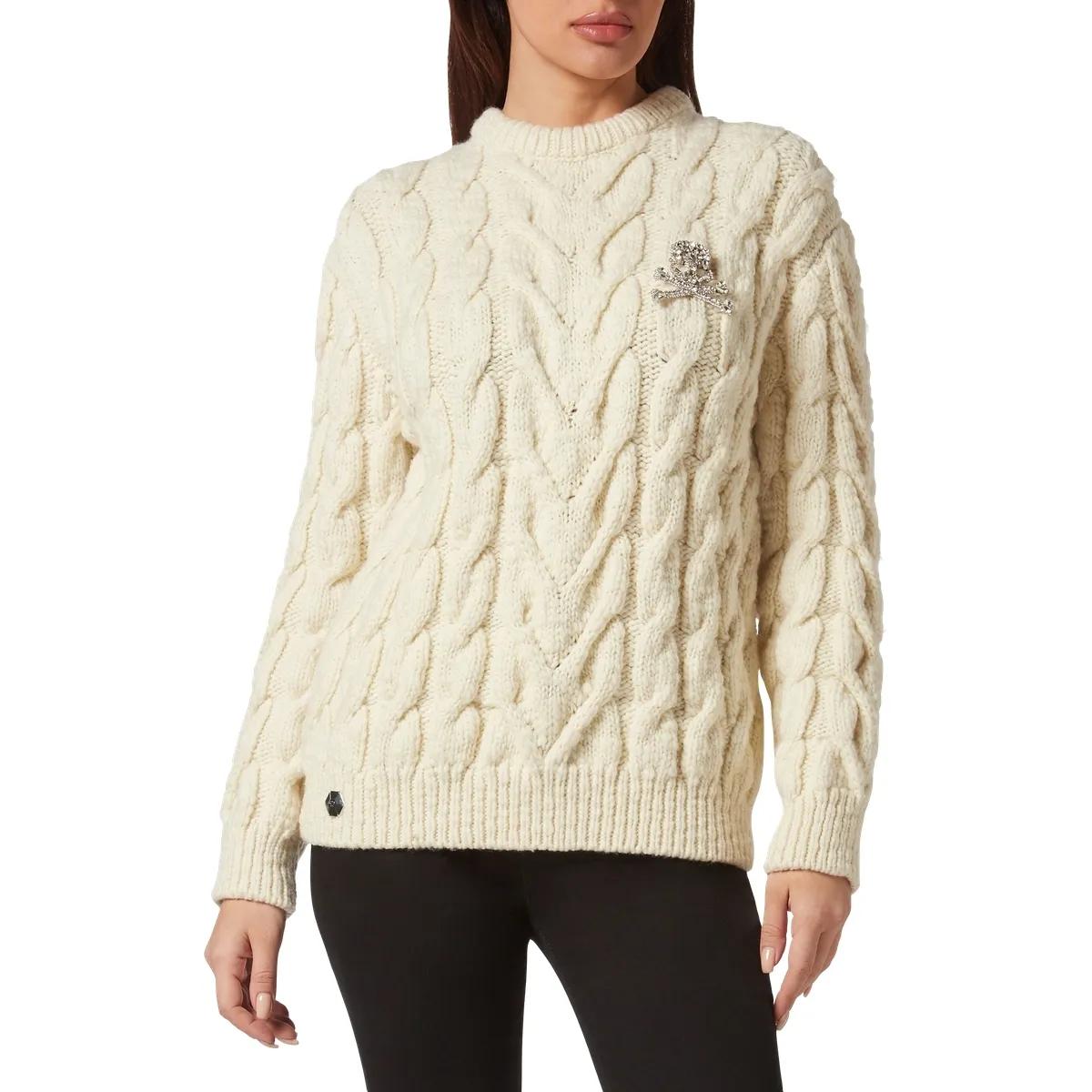 Philipp Plein - Rundhalspullover - Größe L - weiß