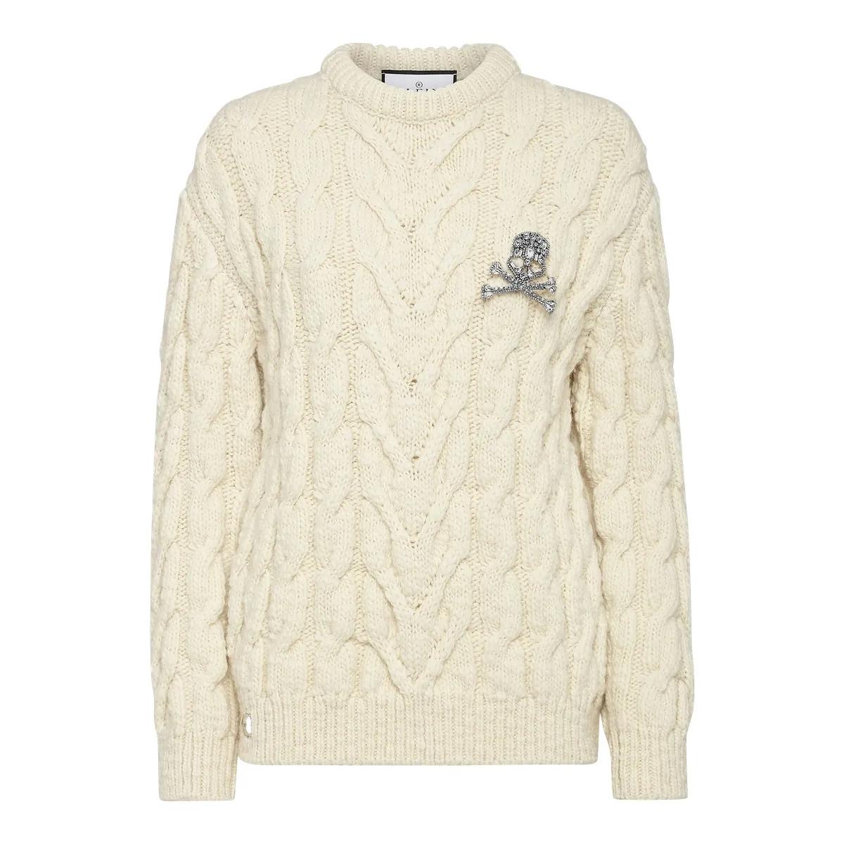 Philipp Plein - Rundhalspullover - Größe L - weiß