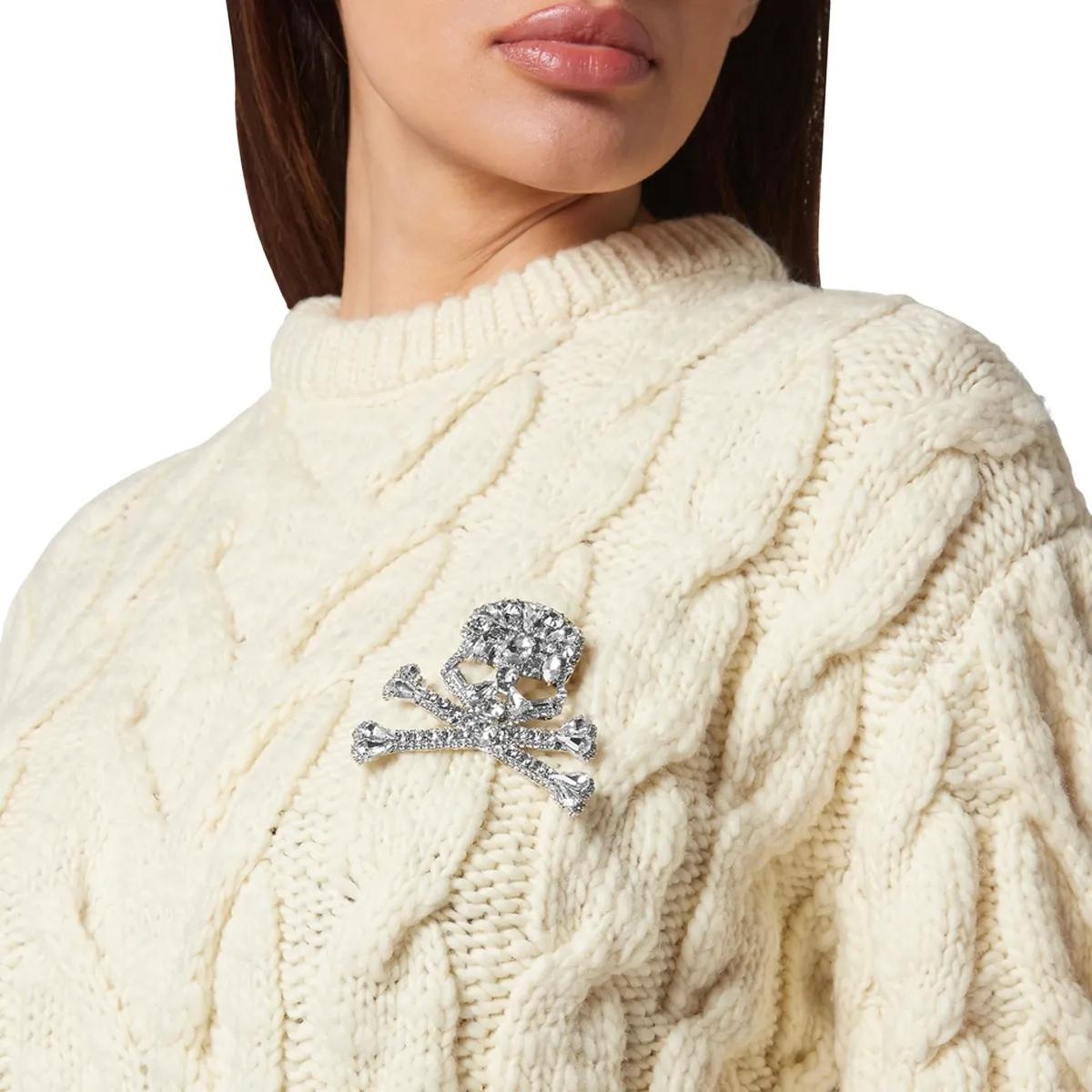 Philipp Plein - Rundhalspullover - Größe L - weiß