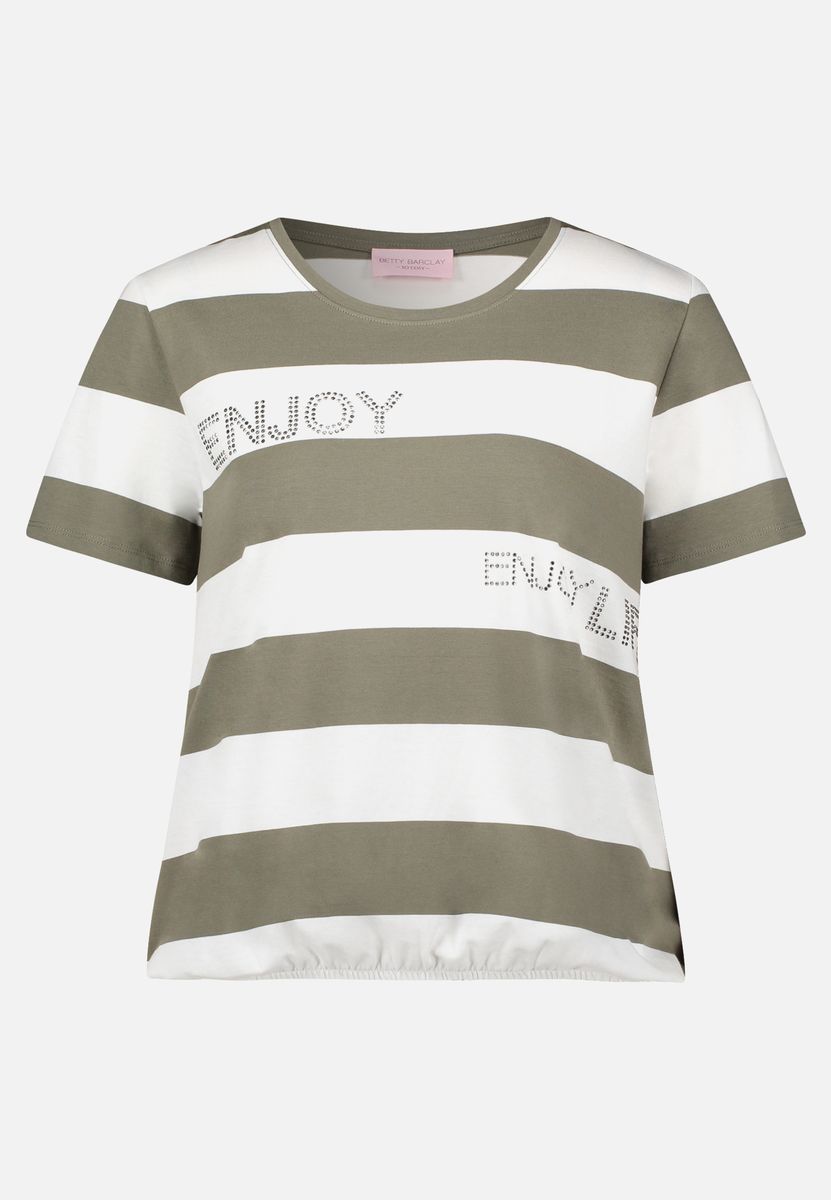 Gestreiftes T-Shirt mit Strassdetails