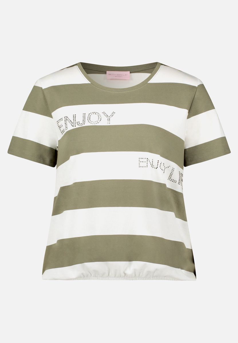 Gestreiftes T-Shirt mit Strassdetails