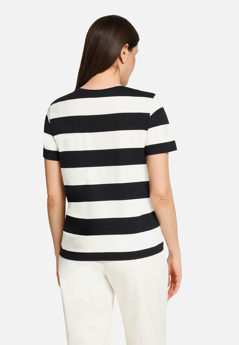 Gestreiftes T-Shirt mit Strassdetails