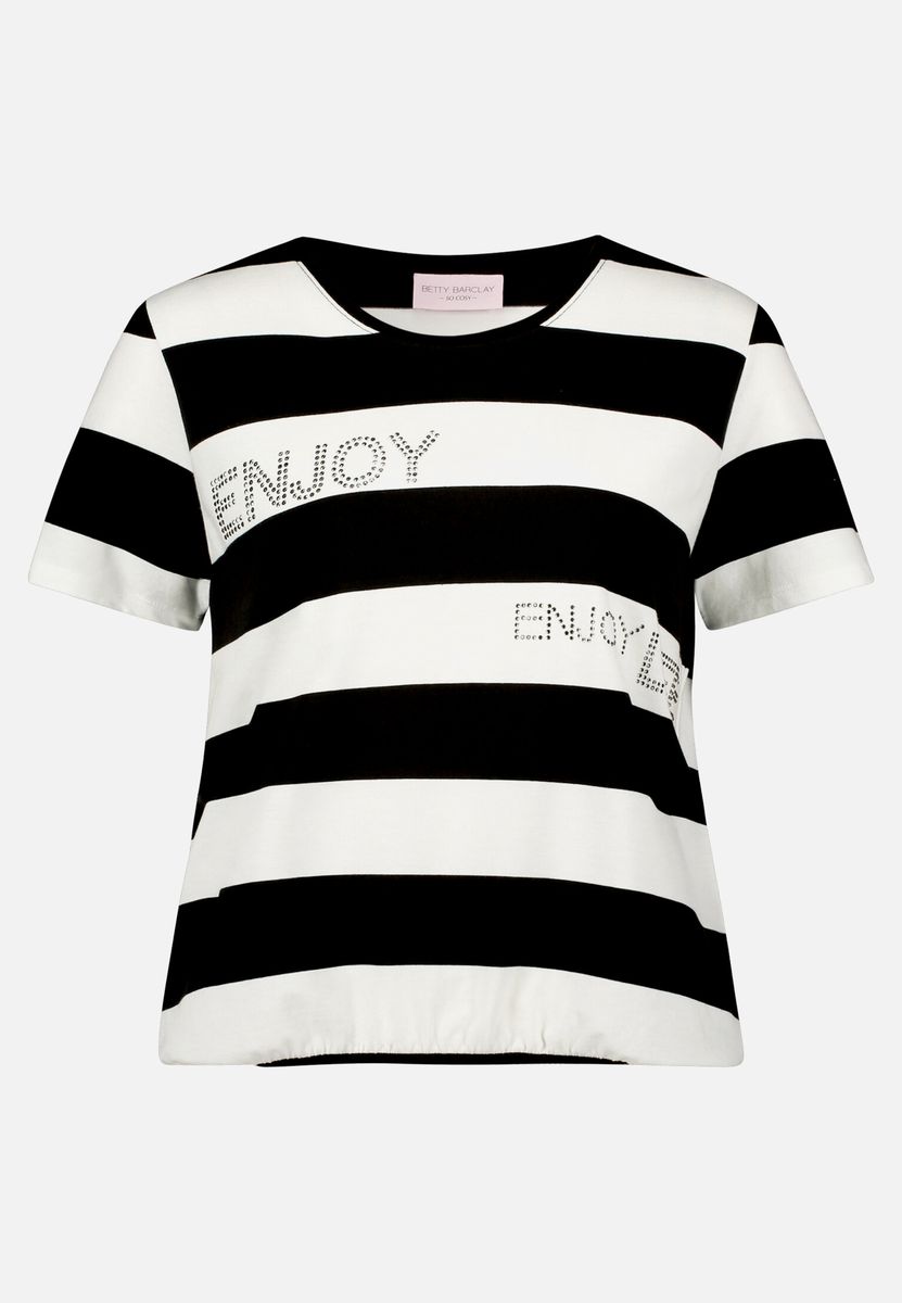 Gestreiftes T-Shirt mit Strassdetails