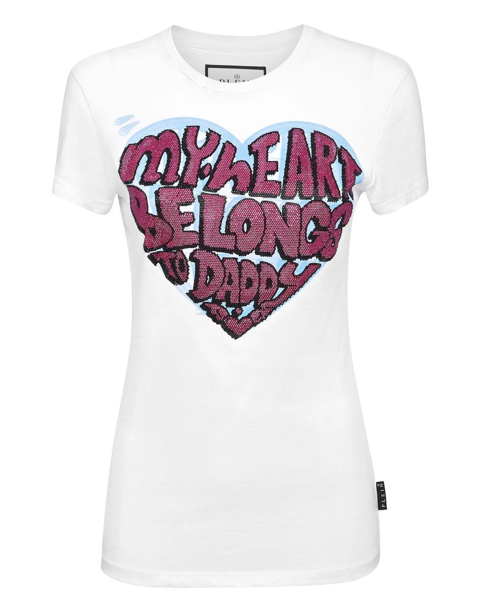 Philipp Plein - T-Shirt Slim Fit Mit Schmucksteinen - Größe L - weiß