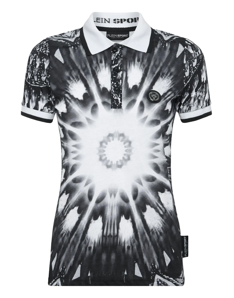 Plein Sport - Poloshirt Optical Flower - Größe M - schwarz