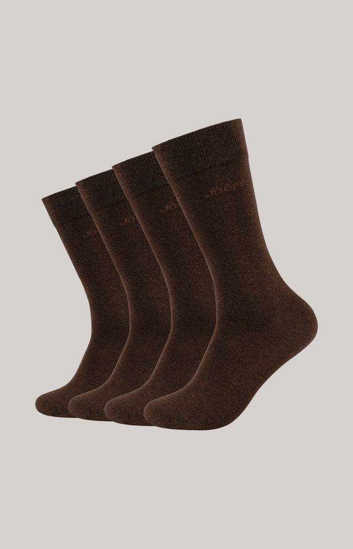 Joop! Dunkelbraune Socken im 4er-Pack Baumwollmischung Stretch