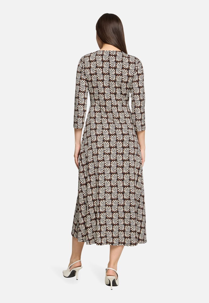 Midikleid mit geometrischem Muster und Knoten
