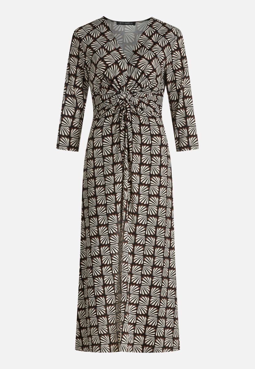 Midikleid mit geometrischem Muster und Knoten