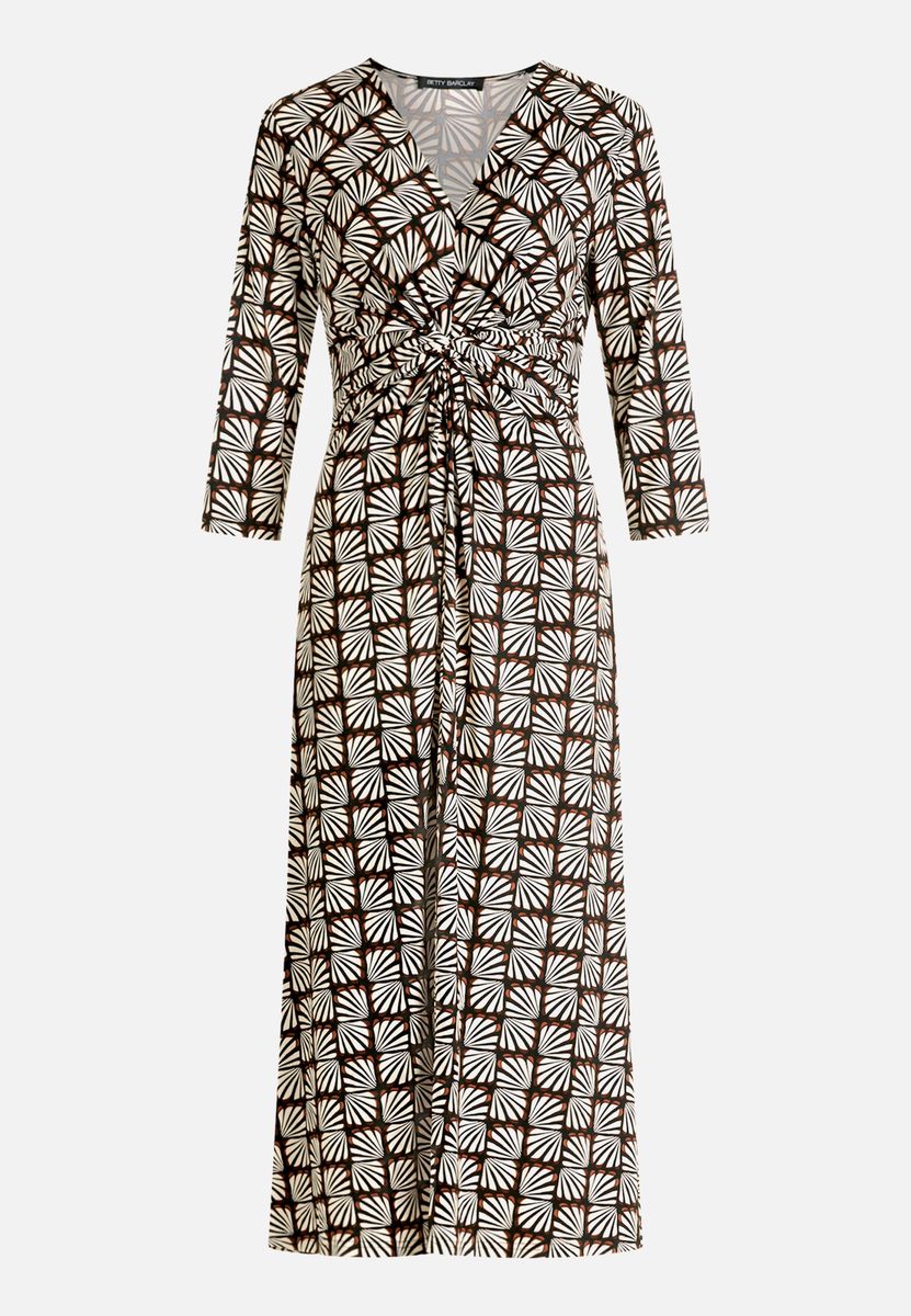 Midikleid mit geometrischem Muster und Knoten