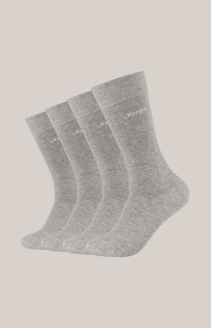 JOOP! Hellgrau melierte Socken Viererpack Bio-Baumwollmischung