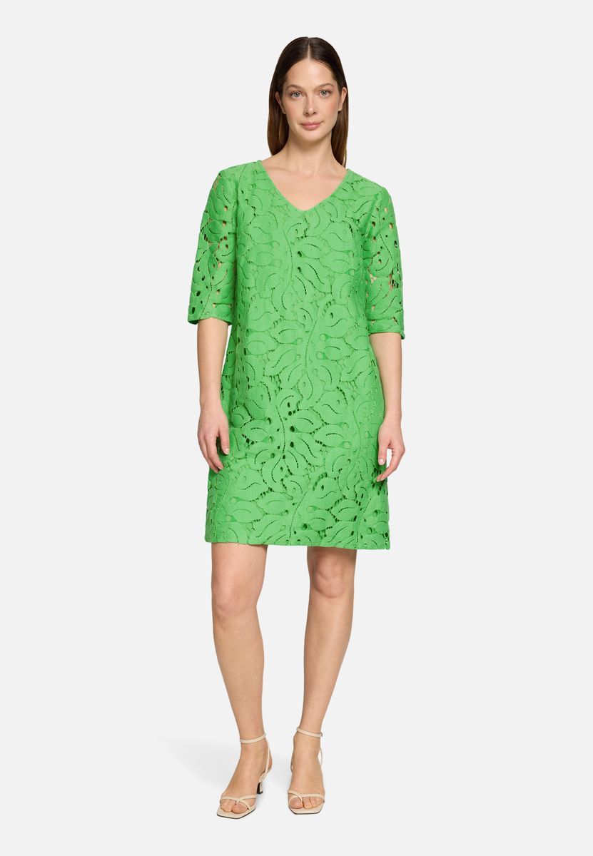 Grünes Spitzen-V-Ausschnitt Etuikleid