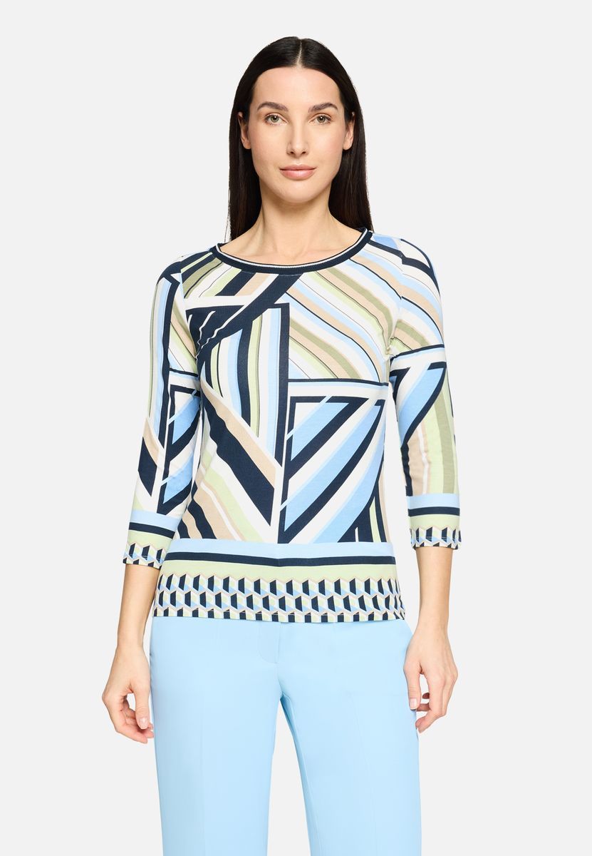 Shirt mit geometrischem Print und Dreiviertelärmeln