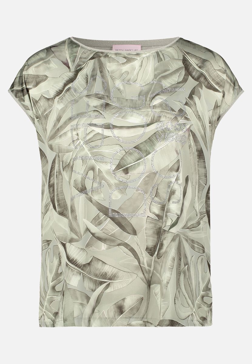 Blusenshirt mit Blätterdruck und Relaxed Fit