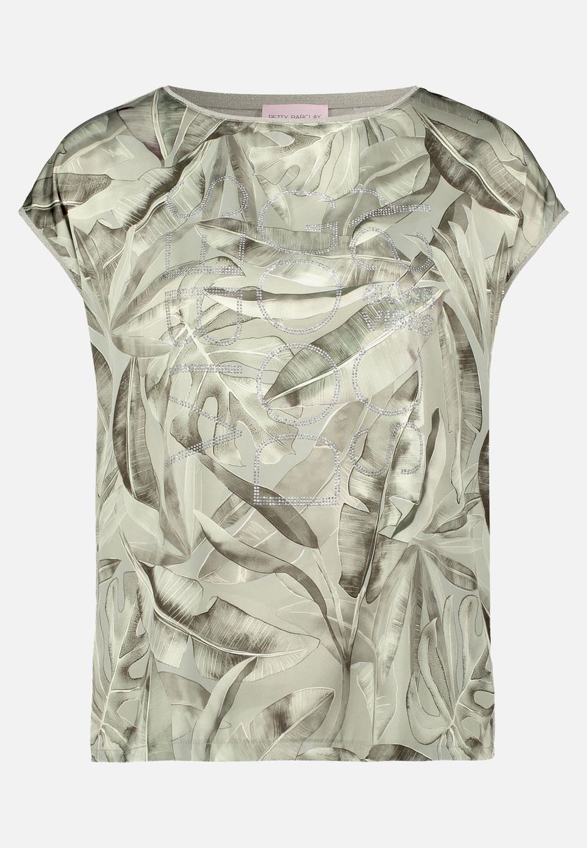 Blusenshirt mit Blätterdruck und Relaxed Fit