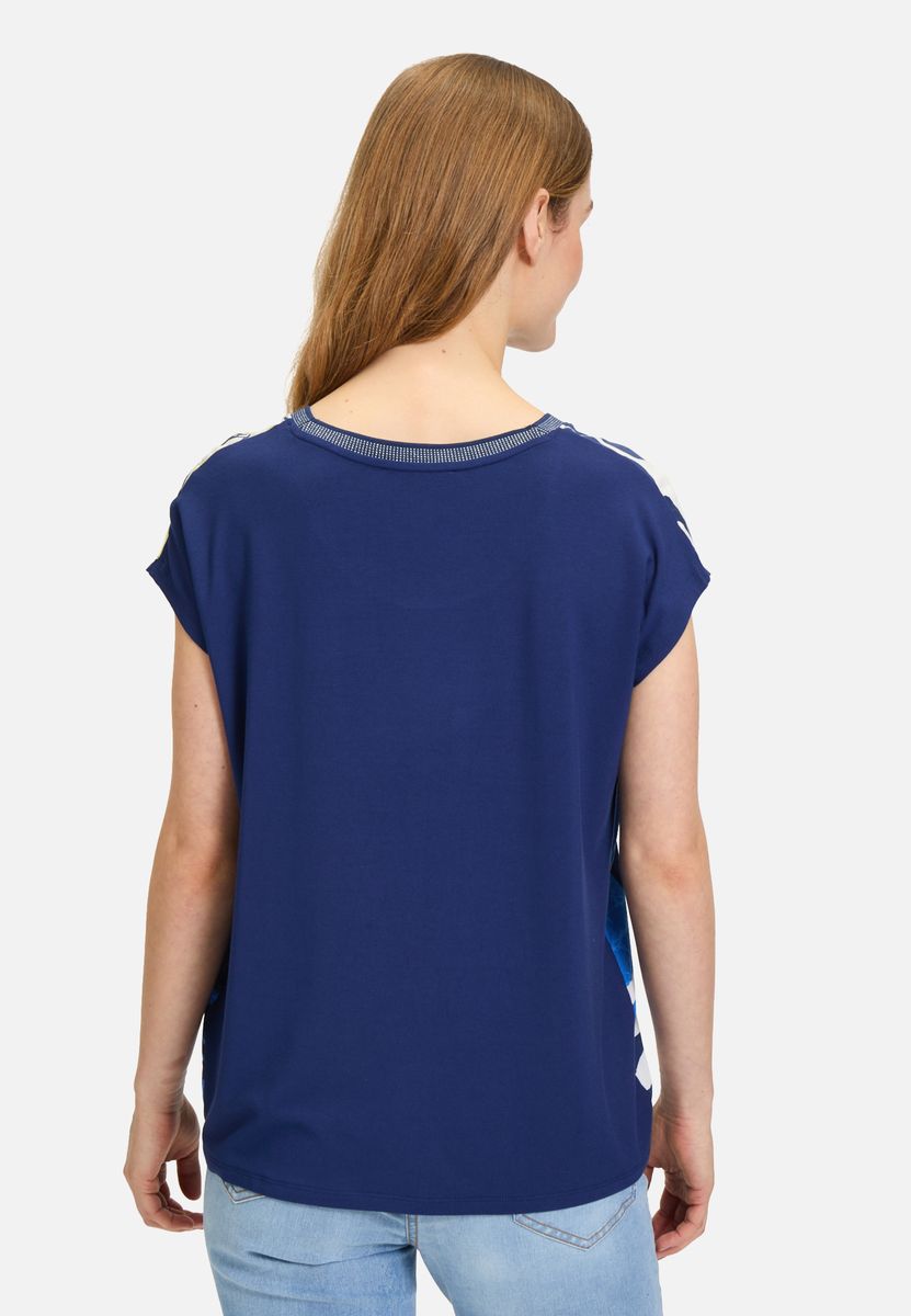 Blusenshirt mit Blätterdruck und Relaxed Fit