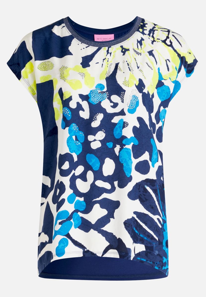 Blusenshirt mit Blätterdruck und Relaxed Fit
