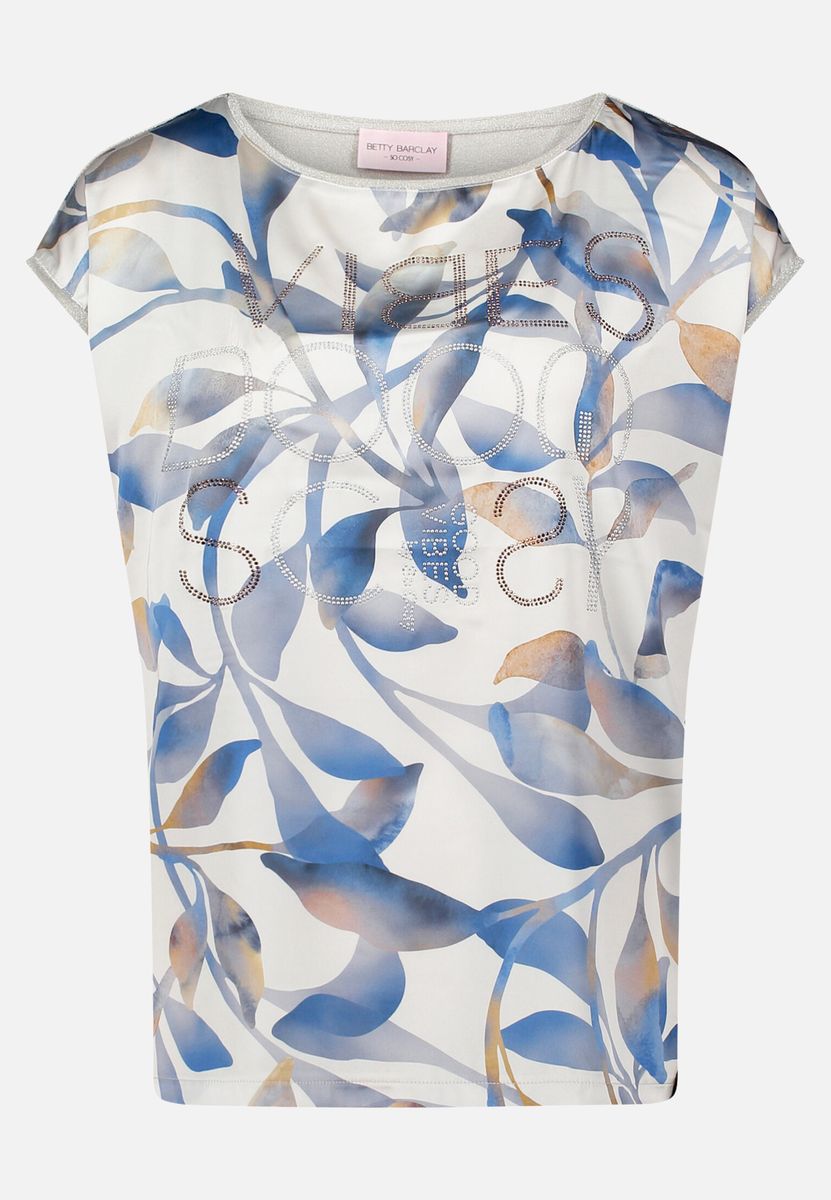 Blusenshirt mit Blätterdruck und Relaxed Fit