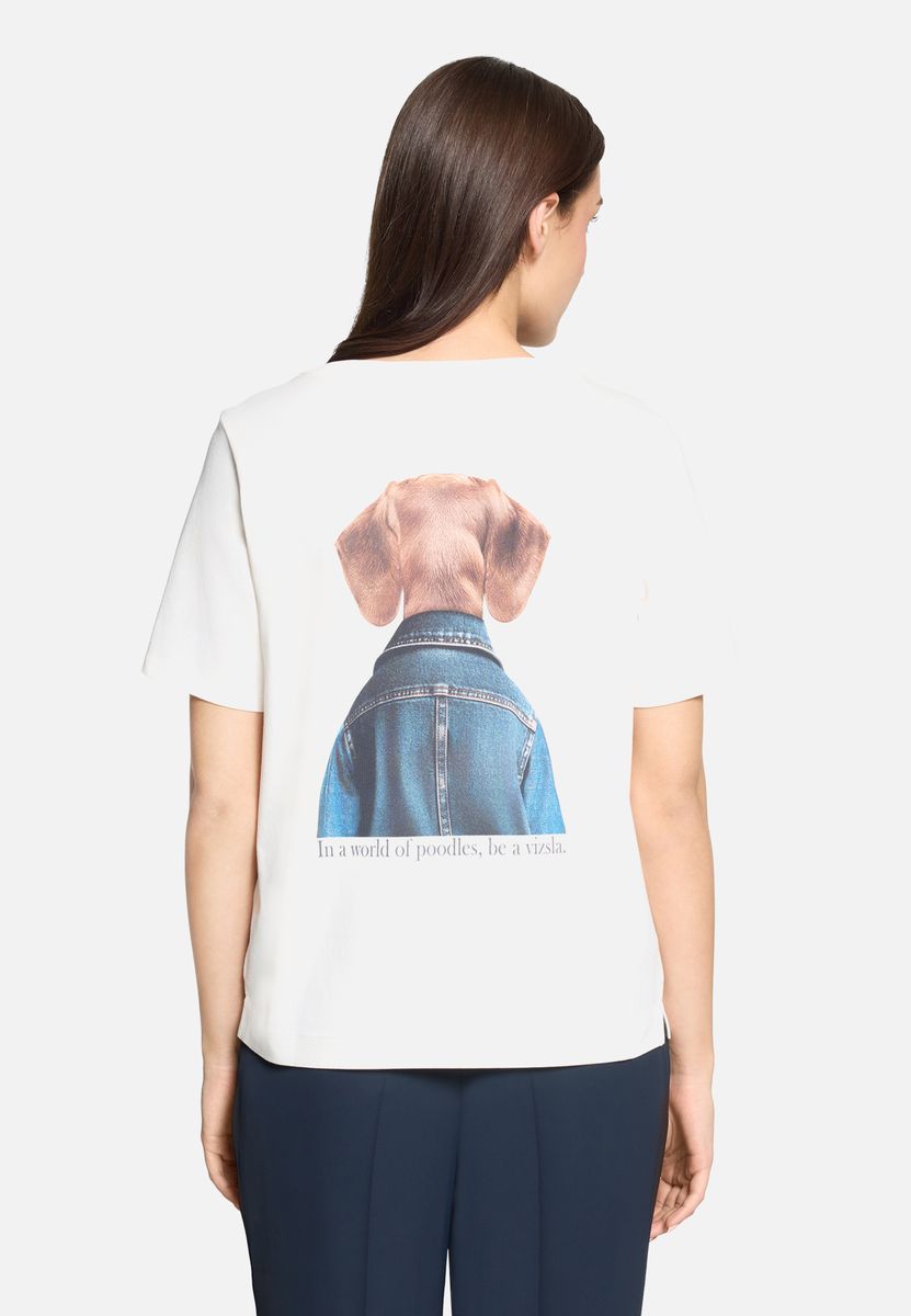Lässiges Baumwoll-T-Shirt mit Hunde-Print