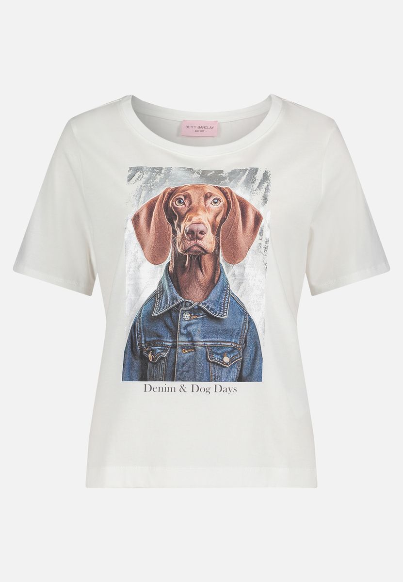 Lässiges Baumwoll-T-Shirt mit Hunde-Print