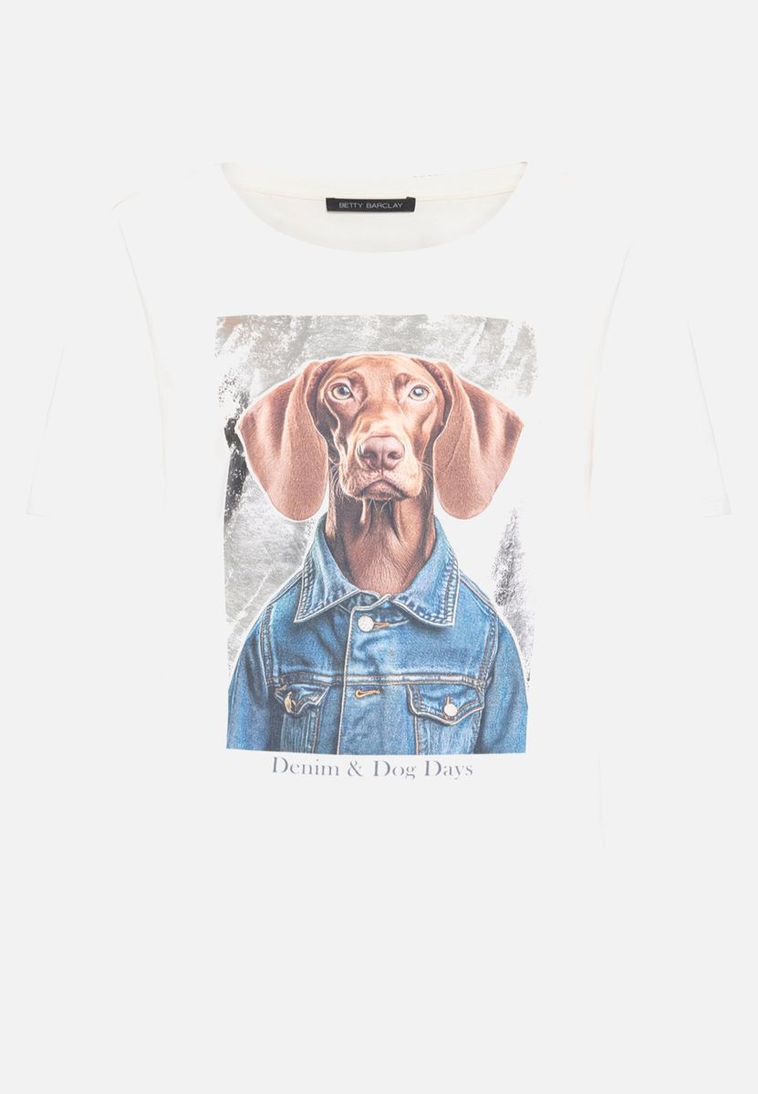 Lässiges Baumwoll-T-Shirt mit Hunde-Print