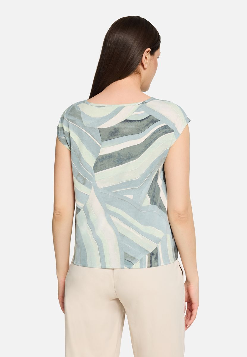 Blusenshirt mit abstraktem Druck und Bindeband