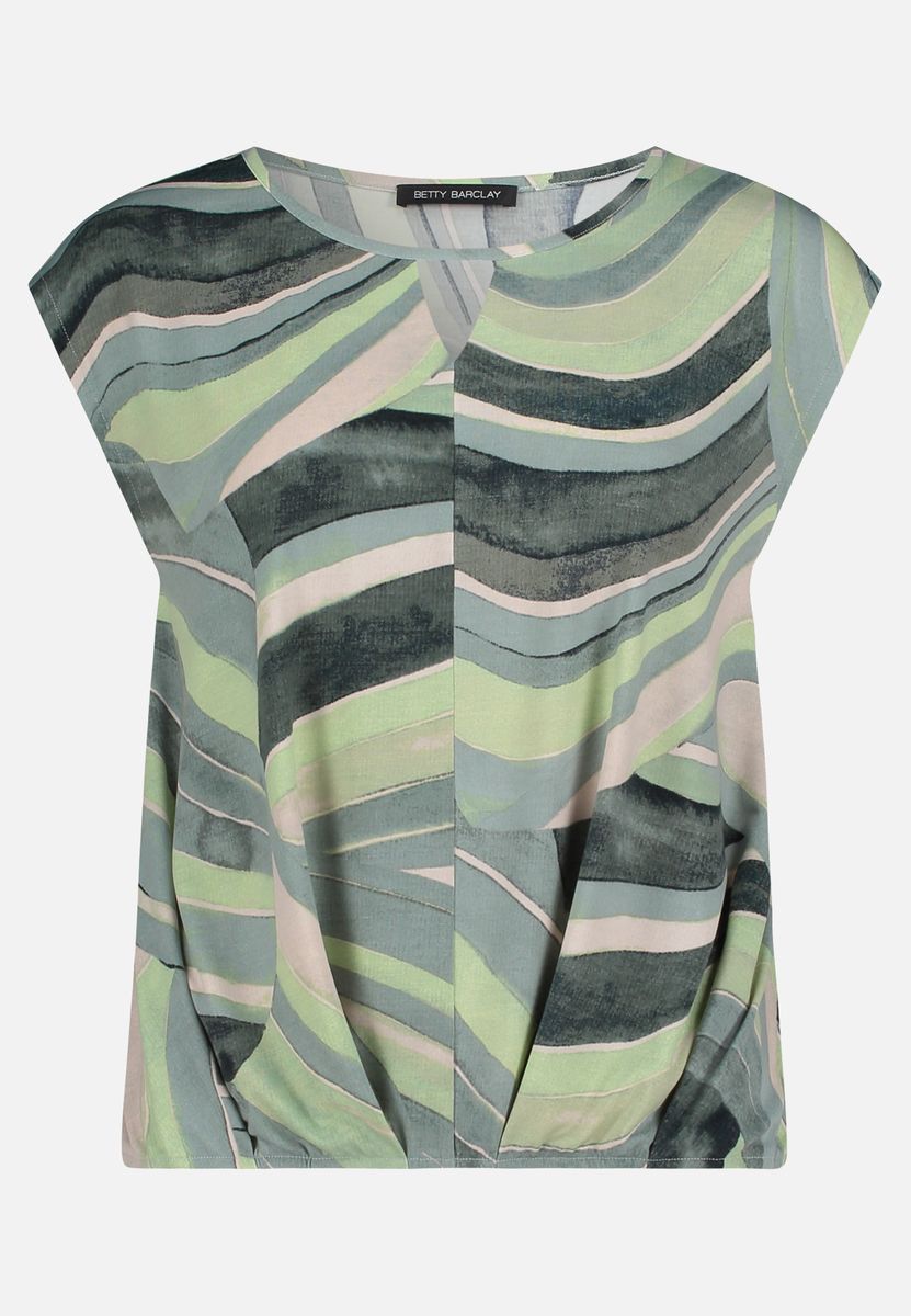 Blusenshirt mit abstraktem Druck und Bindeband