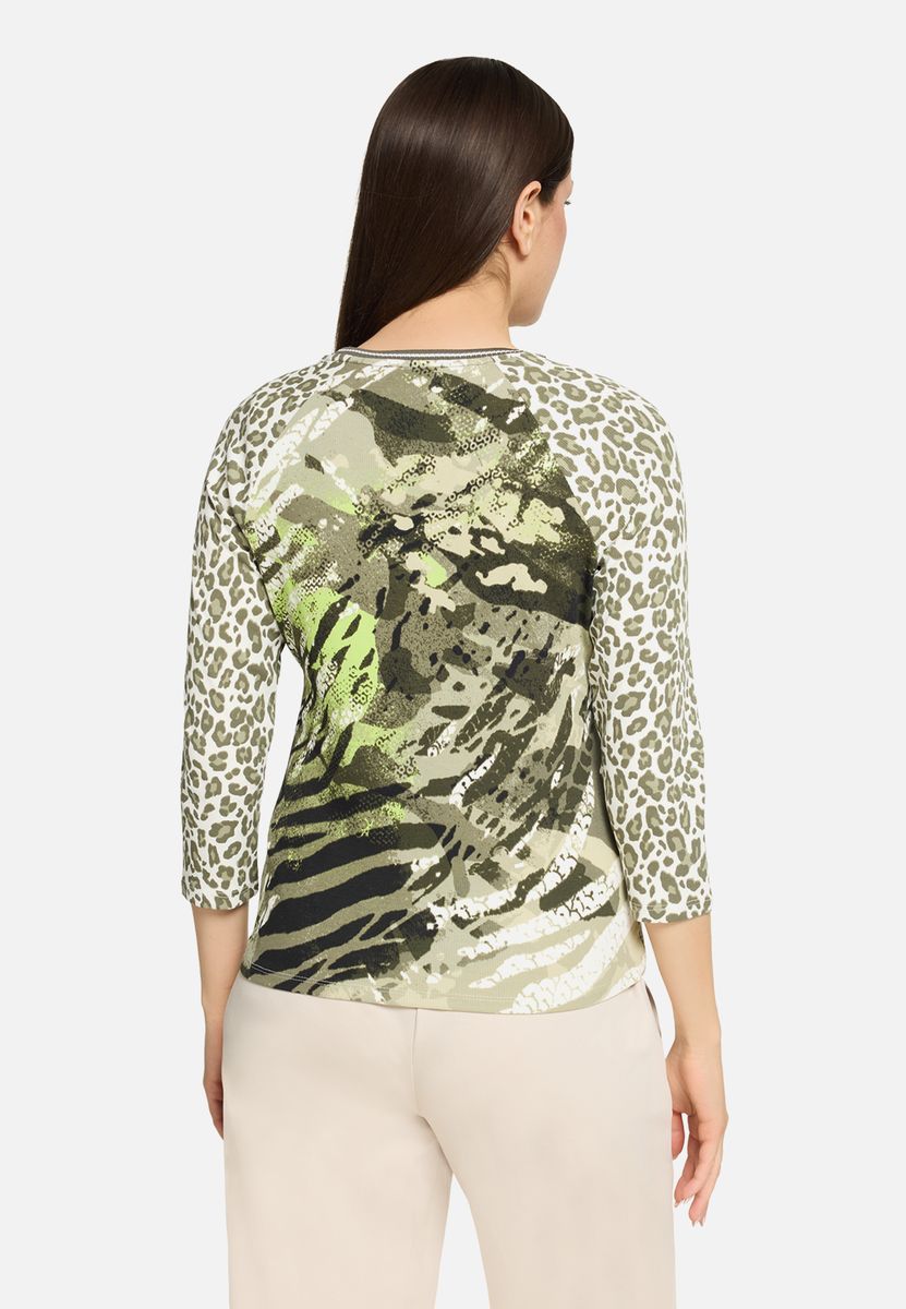 Strickjacke mit Reißverschluss und Print