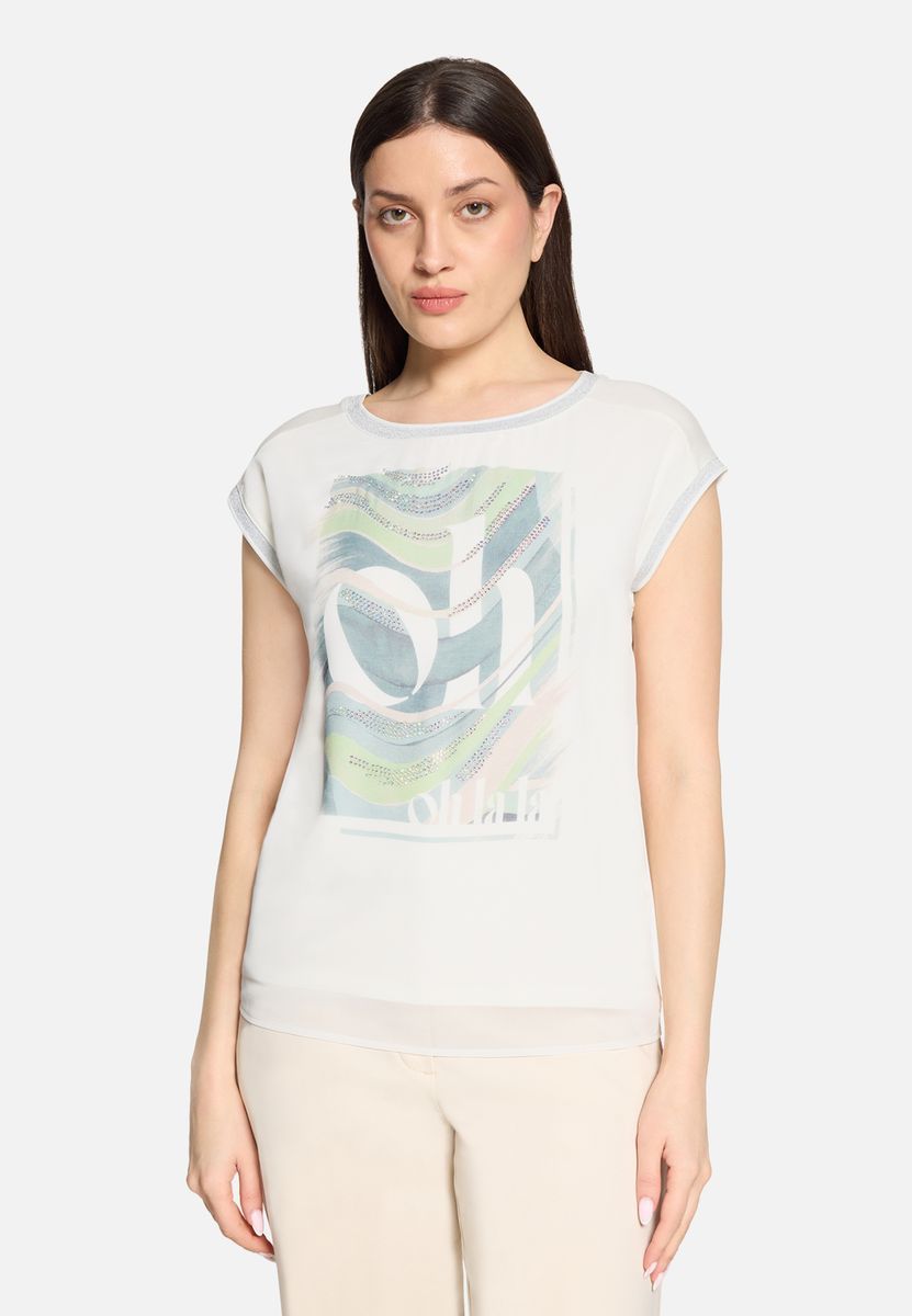 Glitzerndes Blusenshirt mit Grafikprint