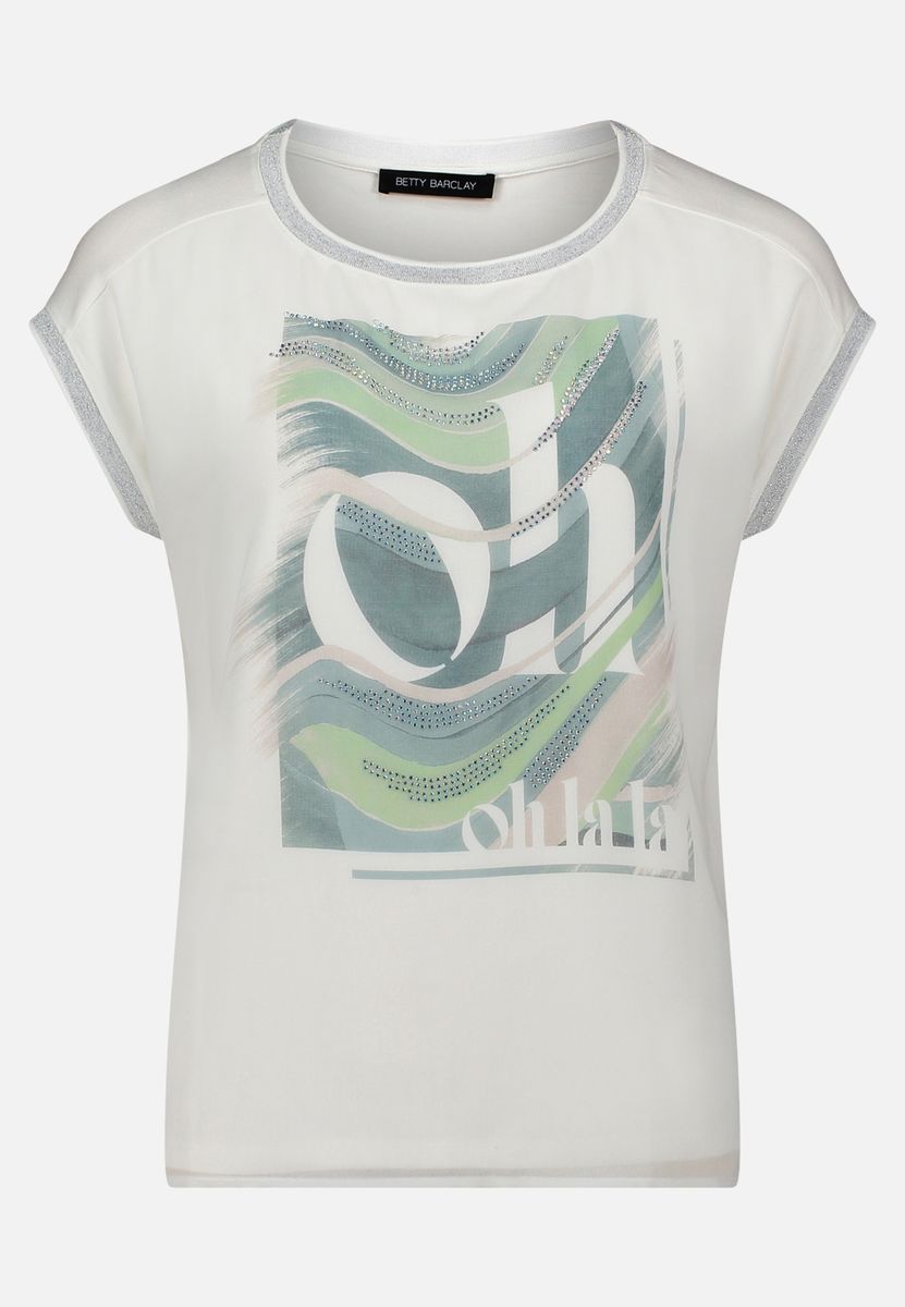 Glitzerndes Blusenshirt mit Grafikprint