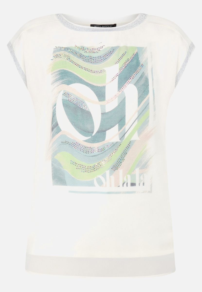 Glitzerndes Blusenshirt mit Grafikprint