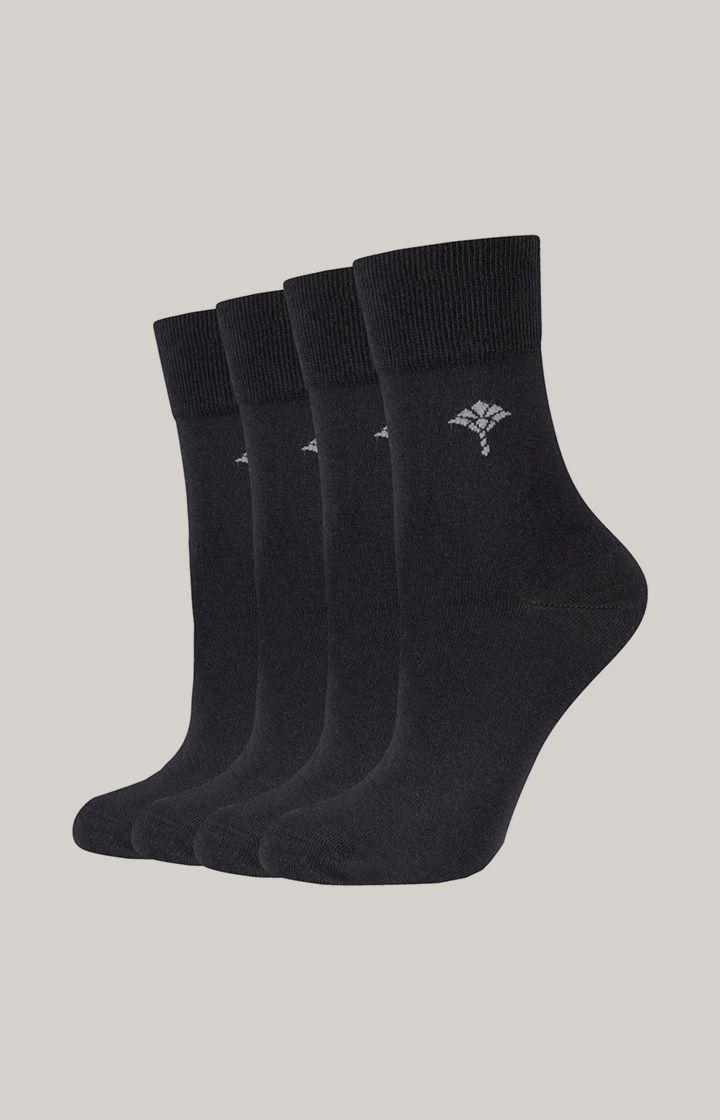 Mey 4er-Pack Schwarze Socken aus Baumwollmischung mit Logo-Detail